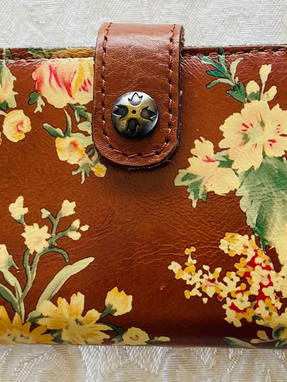 Patricia Nash Floral Print Brown Leather Wallet